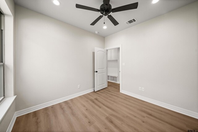 1838 Rocky Mtn, Tyler, TX 75703 - unfurnished bedroom featuring recessed lighting, light wood-type flooring, and ceiling fan