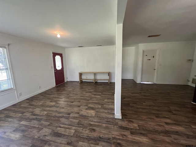 201 First St, Naples, TX 75568 - foyer entrance featuring dark wood finished floors and baseboards