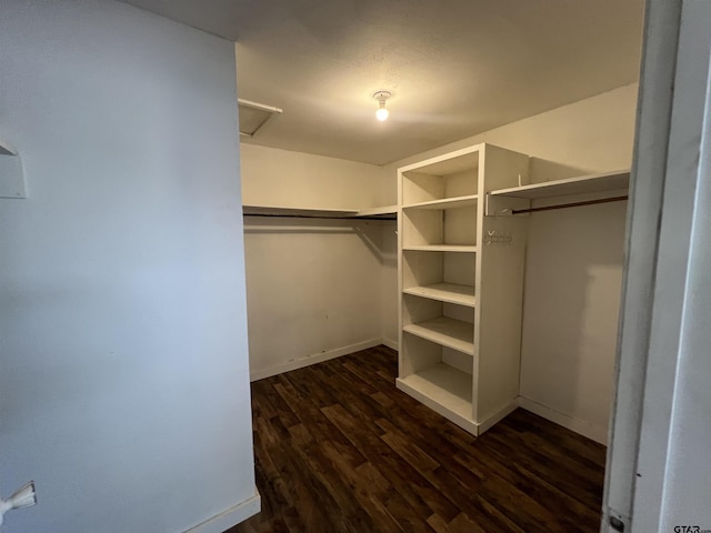 201 First St, Naples, TX 75568 - walk in closet featuring attic access and dark wood finished floors