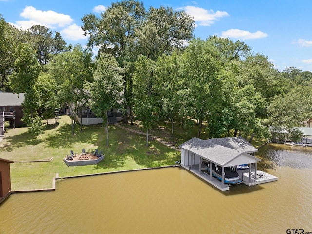 1509 Panther Creek Pass, Mount Vernon, TX 75457 - dock area with a water view, a yard, and boat lift