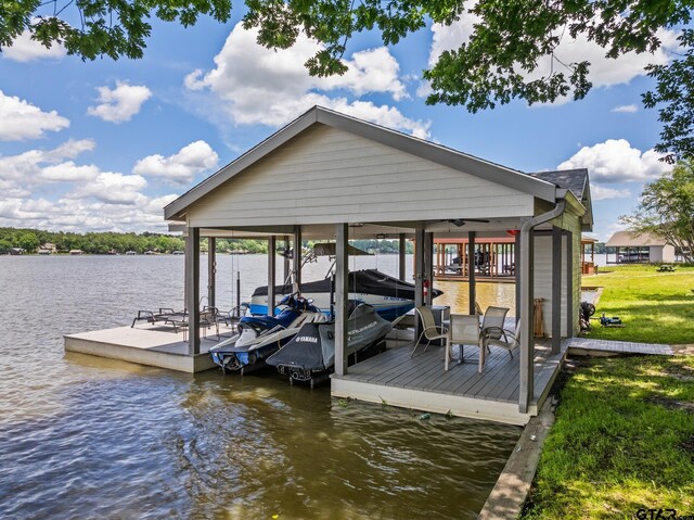 1509 Panther Creek Pass, Mount Vernon, TX 75457 - dock featuring a water view and a yard