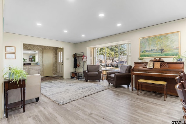 living room with light hardwood / wood-style floors