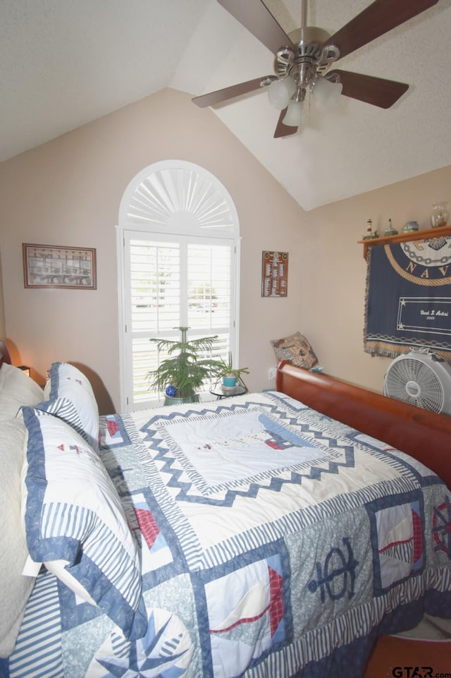 2333 Baretta Dr, Mesquite, TX 75181 - bedroom featuring vaulted ceiling, access to outside, and a ceiling fan