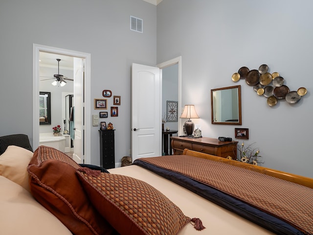 1857 Stonecrest Blvd, Tyler, TX 75703 - bedroom featuring a towering ceiling, crown molding, and connected bathroom