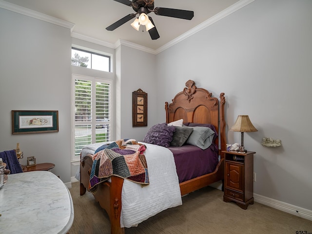 1857 Stonecrest Blvd, Tyler, TX 75703 - bedroom with crown molding, baseboards, and a ceiling fan