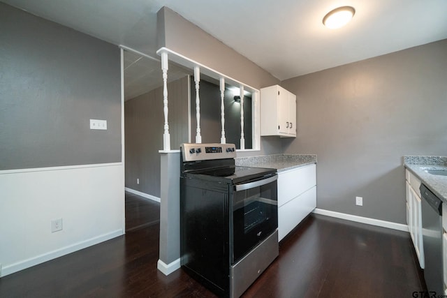 kitchen with white cabinetry, dark hardwood / wood-style flooring, and stainless steel appliances