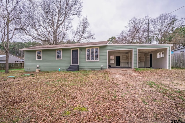 view of single story home