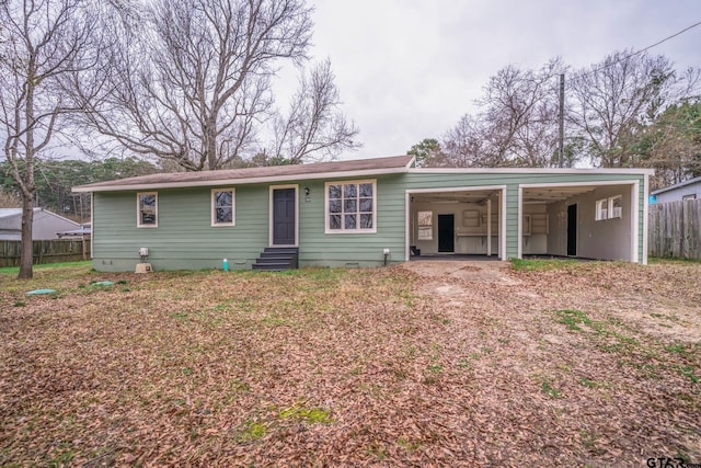 view of single story home