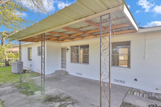 view of patio featuring central AC unit