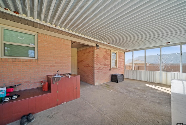 view of patio / terrace with a mountain view