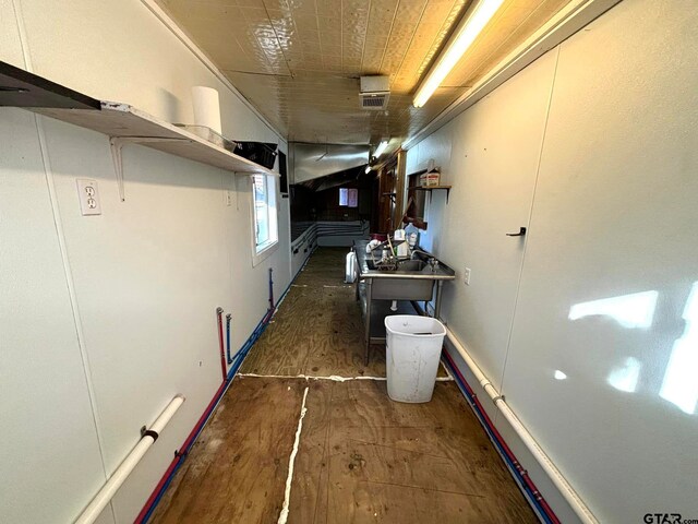 interior space with dark wood-type flooring