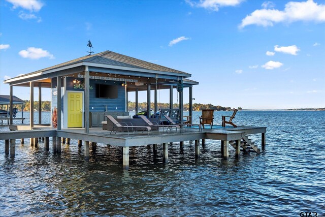 view of dock featuring boat lift
