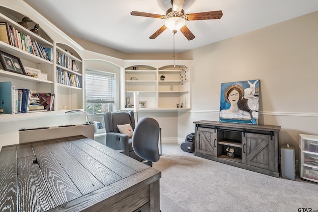 1881 Valley Vw, Tyler, TX 75701 - carpeted office space featuring a ceiling fan and baseboards