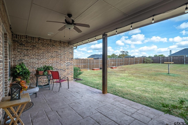 view of patio / terrace with ceiling fan