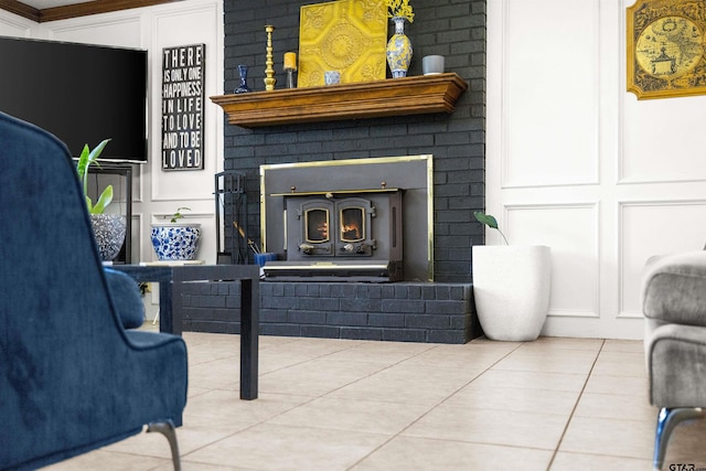 living room featuring light tile patterned floors