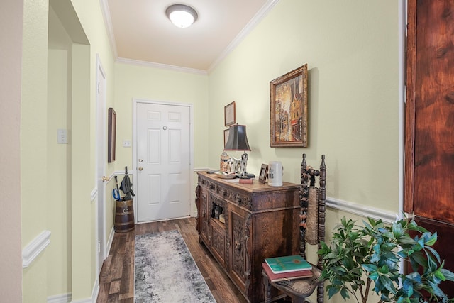 5401 Hollytree Dr, Tyler, TX 75703 - entrance foyer with dark wood-style flooring and crown molding