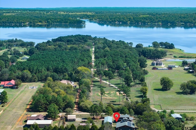 11698 Piper Ln, Frankston, TX 75763 - drone / aerial view of a heavily wooded area and a nearby body of water