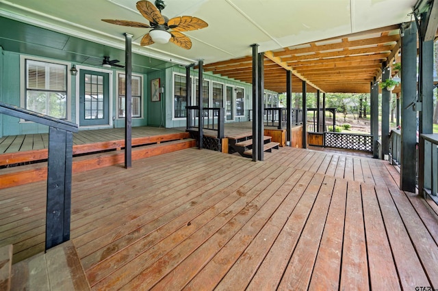 deck featuring ceiling fan