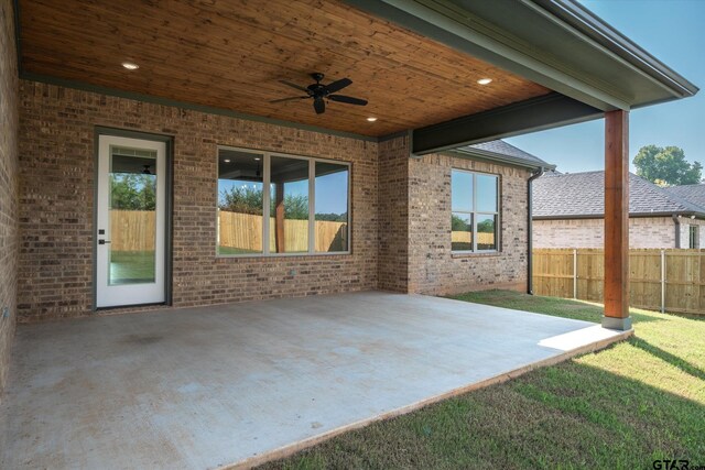 view of patio / terrace featuring ceiling fan