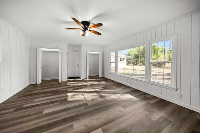 interior space featuring ceiling fan