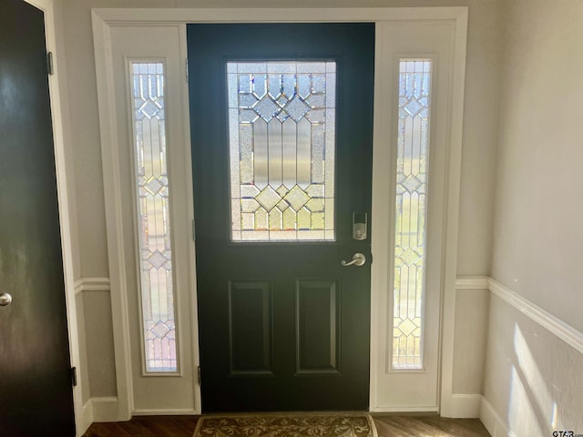 entryway featuring hardwood / wood-style flooring