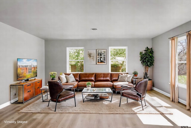 living room featuring light hardwood / wood-style flooring