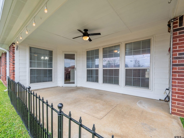 view of patio / terrace featuring ceiling fan