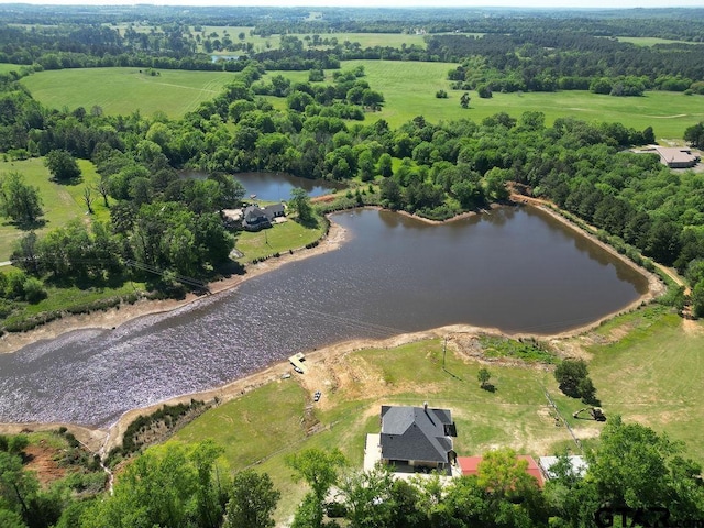 bird's eye view with a rural view and a water view