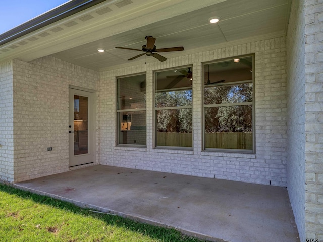 view of patio / terrace with ceiling fan