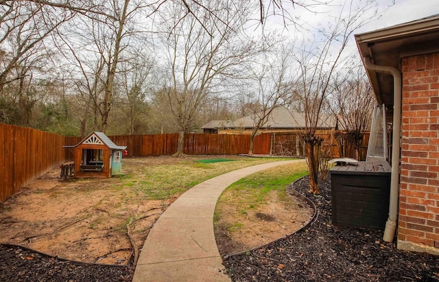 view of yard with a playground