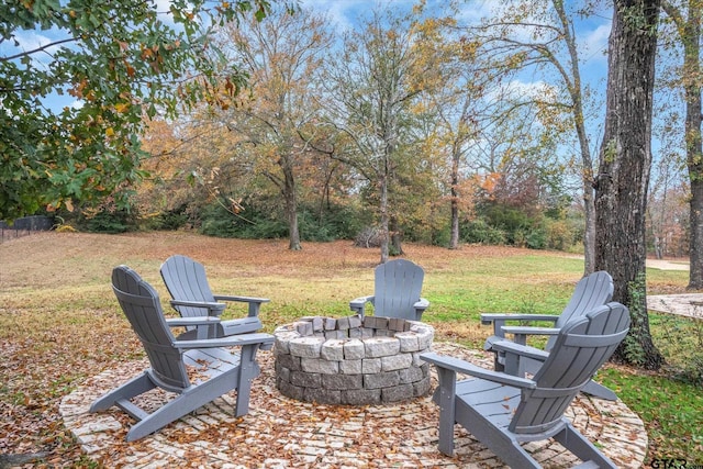 view of patio featuring a fire pit