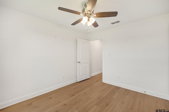 442 Mary Cir, Bullard, TX 75757 - spare room featuring light wood finished floors, baseboards, and ceiling fan