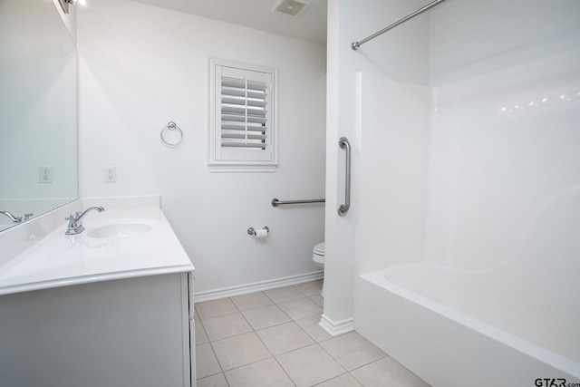 1521 Rice Rd Unit E105, Tyler, TX 75703 - bathroom featuring toilet, tile patterned flooring, vanity, baseboards, and shower / bathtub combination