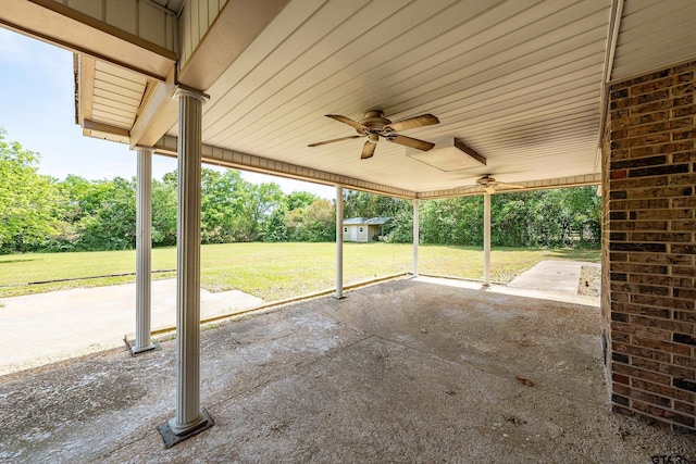 view of patio with ceiling fan