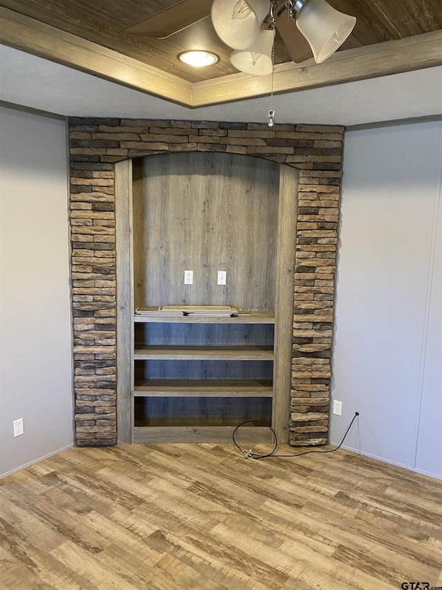 interior details featuring hardwood / wood-style floors and wood ceiling