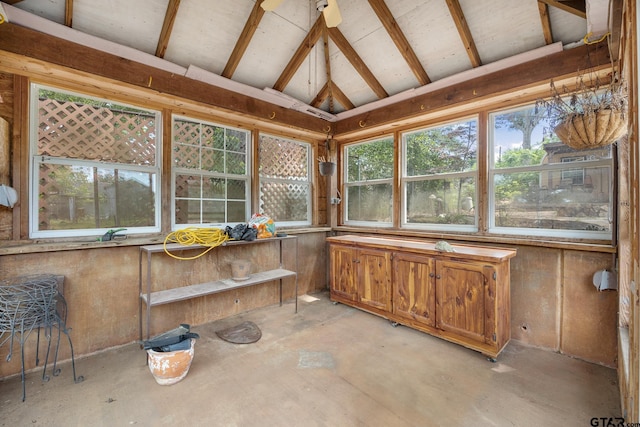 sunroom with lofted ceiling