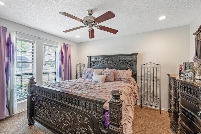bedroom featuring recessed lighting, carpet flooring, and baseboards