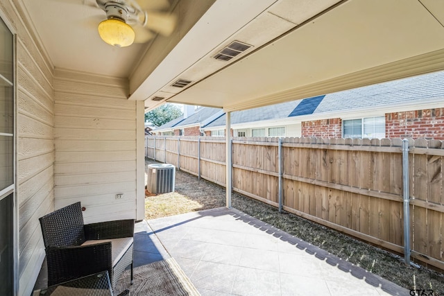 5401 Hollytree Dr, Tyler, TX 75703 - view of patio / terrace with central AC and a ceiling fan