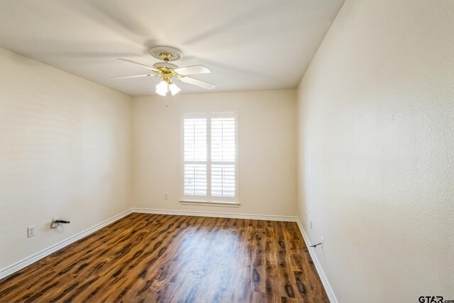 5401 Hollytree Dr, Tyler, TX 75703 - spare room with ceiling fan, baseboards, and wood finished floors