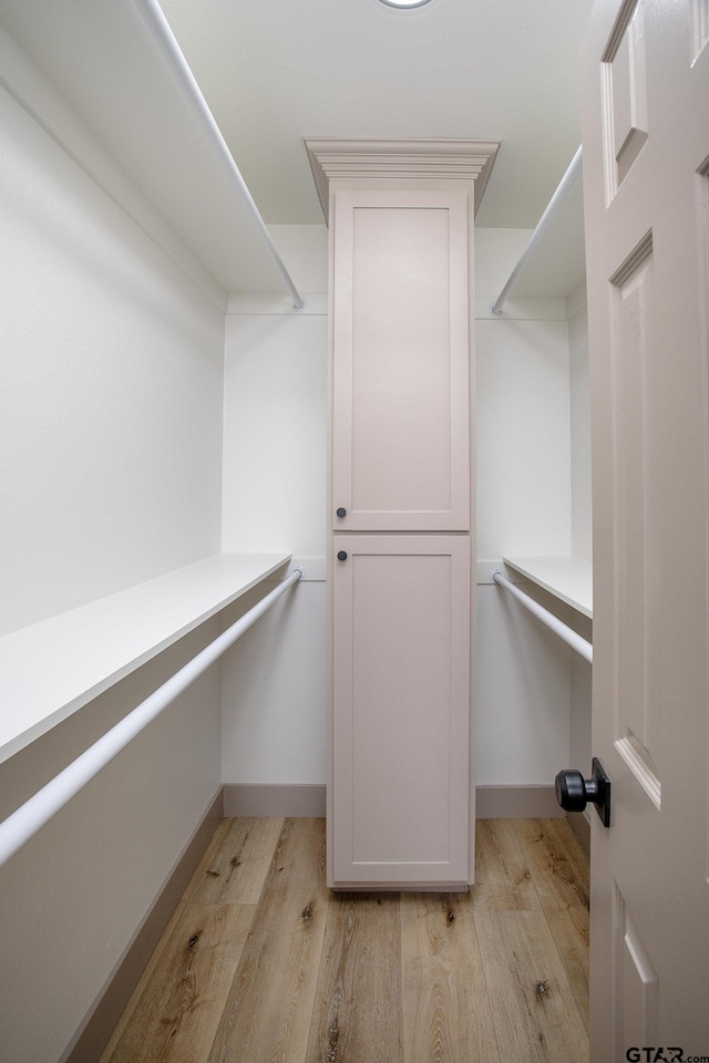 spacious closet featuring light hardwood / wood-style flooring