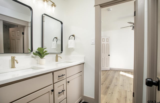 bathroom featuring wood-type flooring and vanity