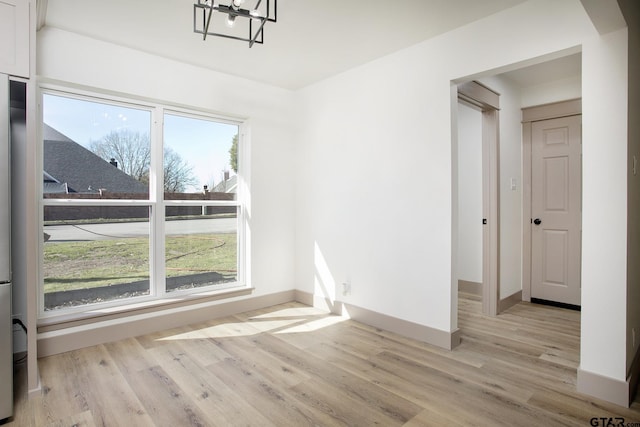 unfurnished dining area featuring light hardwood / wood-style floors