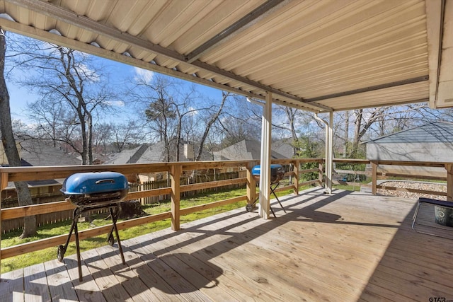 wooden terrace with grilling area