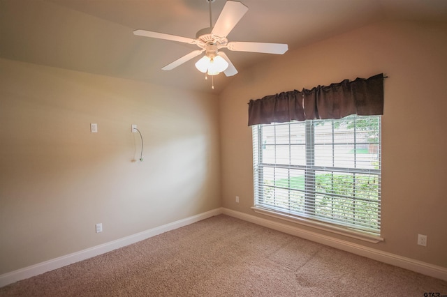 2559 Lazy Acres Ln, Tyler, TX 75707 - empty room featuring lofted ceiling, light carpet, baseboards, and ceiling fan