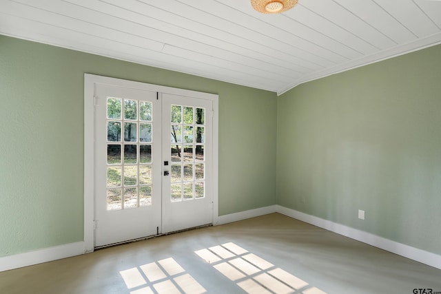 entryway with crown molding, a healthy amount of sunlight, and wood ceiling