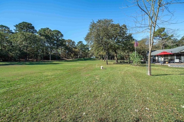 256 Ox Bow Cv, Holly Lake Ranch, TX 75765 - view of green lawn with view of wooded area