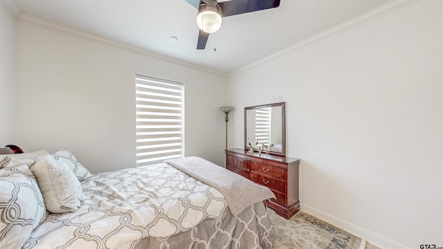 9070 Shallow Cv, Tyler, TX 75703 - bedroom with crown molding, a ceiling fan, and light wood-type flooring