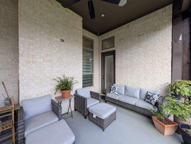 9070 Shallow Cv, Tyler, TX 75703 - view of patio / terrace featuring outdoor lounge area and ceiling fan
