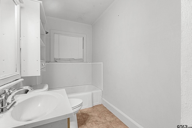 708 E Loftin St, Tyler, TX 75701 - full bathroom featuring crown molding, a bathtub, tile patterned floors, and vanity
