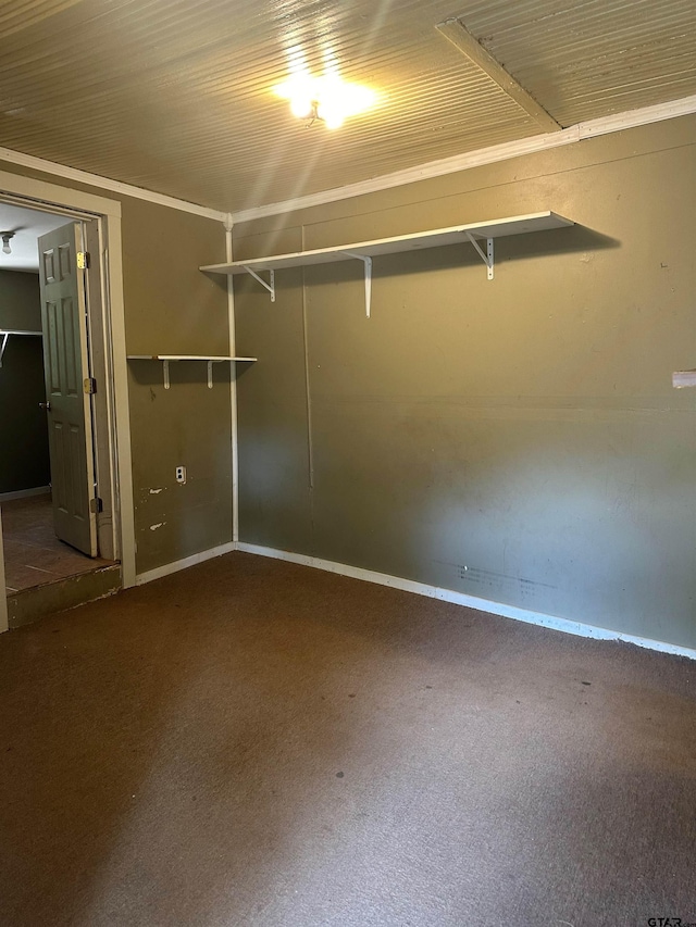 walk in closet featuring carpet floors